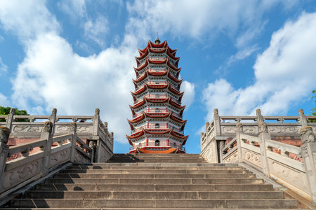 The pagoda in Wanfu Pagoda Park, Chuxiong, Yunnan, Chinaの写真素材