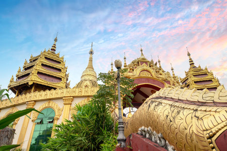 Meng Huan Grand Golden Pagoda Park, Dehong, Yunnan, Chinaの写真素材