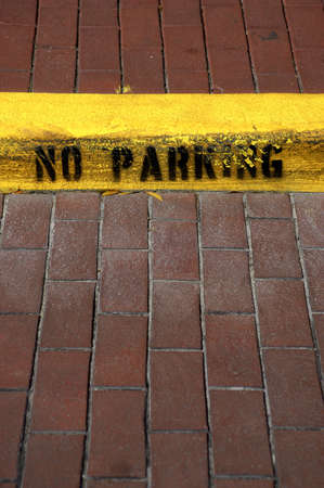 No parking sign on kerb in celebration florida united states usaの写真素材