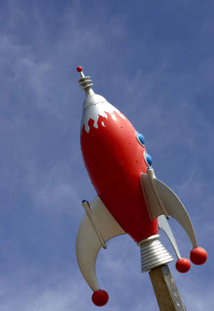 Rocket against blue skyの写真素材