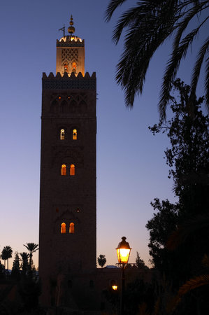 Evening shot of the koutoubia mosque Marrakechの写真素材