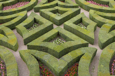 Formal gardens at chateau, de, villandry, loire, valley, franceの写真素材