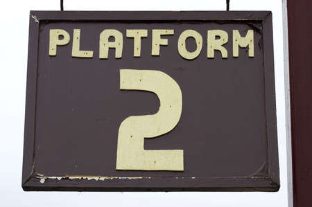 old weathered platform sign, chase valley steam railway, Cannock, ukの写真素材