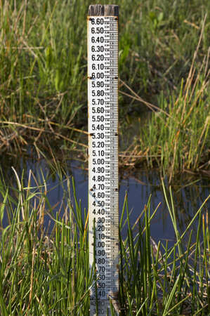 Water level measurement gauge at royal palm, everglades state national park, florida, united, states, usa, used to monitor the water levels which are critical for the existence of alligators and wading birds as well as the habitat, taken in march 2006の写真素材