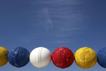 Colourful fishing net floats on st petersburg pier florida united states America usa taken in march 2006の写真素材