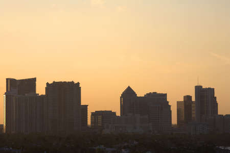 Early evening skyline view of fort lauderdale looking across from a hotel balcony on seabreeze boulevard florida united states taken in march 2006の写真素材