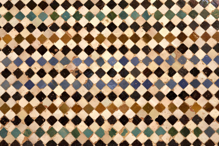 detail of ceramic walls in the patio del cuarto dorado in the alhambra palace granada spain andalucia taken in august 2006の写真素材