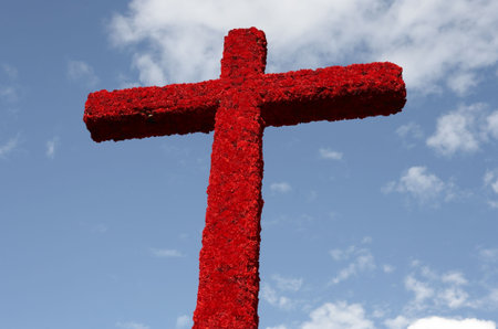 red floral cross in cordoba spain