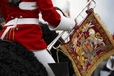 household cavalry performing at the west mids agricultural show shrewsbury shropshire june 2007の写真素材