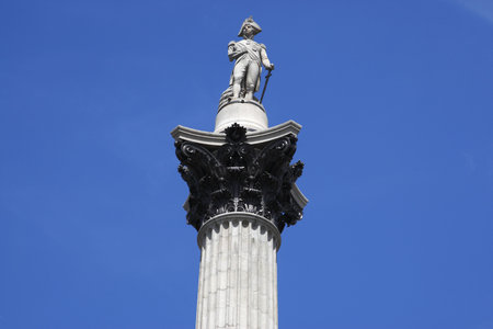 top of nelsons column london england taken in july 2007の写真素材