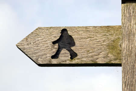 wooden public footpath sign silverdale newcastle under lyme staffordshire england ukの写真素材