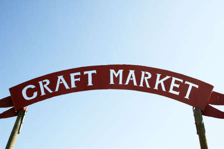 craft market sign against a blue sky near stellenbosch the winelands western cape province south africaの写真素材