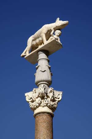 sienese wolf in the piazza del duomo siena tuscany southern italy europeの写真素材