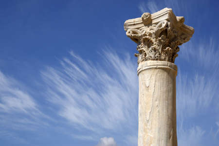 detail of a roman column at kourion cyprus mediterraneanの写真素材