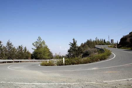 empty mountain road on the F106 toward stavrovouni cyprus
