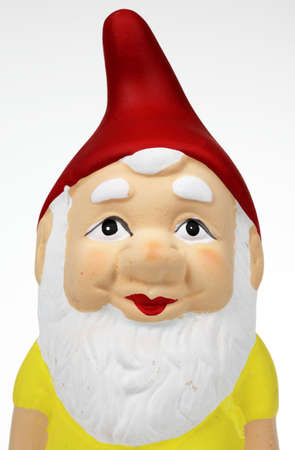 single garden gnome against a white backgroundの写真素材