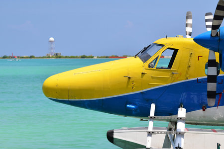 Seaplane landing on the Crystal Turquoise water