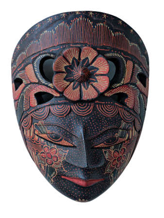 Batik Wooden mask souvenir isolated on white backgroudの写真素材