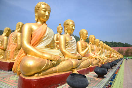 Thousand of Golden Buddha statuesの写真素材