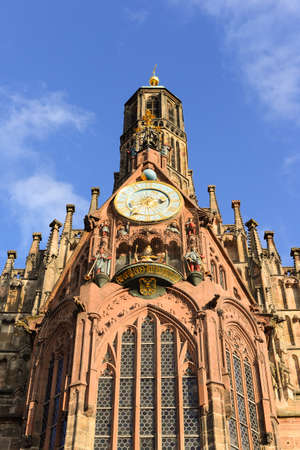 Frauenkirche church view on Hauptmarkt square, Nuremberg, Germanyの写真素材