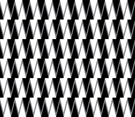 Seamless abstract geometric decorative background; Black and White pattern. M or W alphabet pattern.のイラスト素材