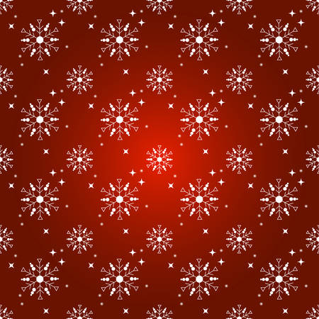 Seamless red winter background pattern with snowflakesのイラスト素材