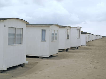 Line of beach houses in Blokhus Denmarkの写真素材
