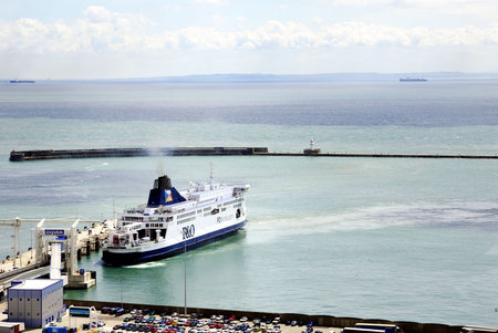 Dover harbor showing the Coast of France in the background.