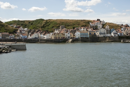 Small Yorkshire fishing village now a popular tourist destinationの写真素材