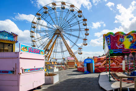 Funfair during the day when there is no activity taking placeのeditorial素材