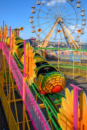 Funfair during the day when there is no activity taking placeのeditorial素材