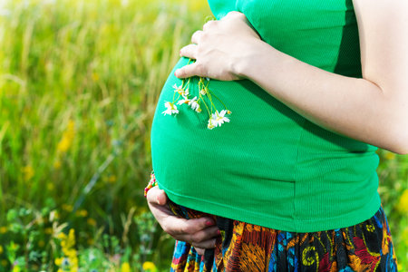portrait of a beautiful pregnant woman in the countryside