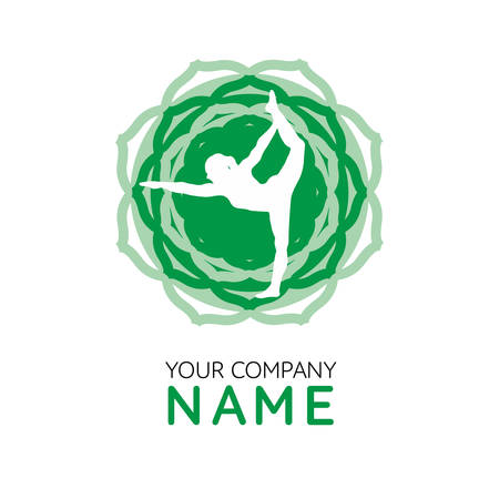 White female silhouette in front of green mandalaのイラスト素材