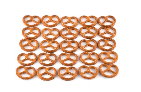 Many of pretzels isolated on whiteの写真素材