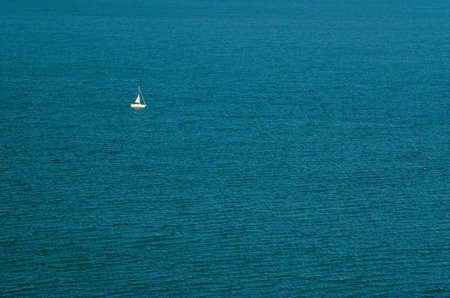 One lonely sailing boat on the Lake Balaton