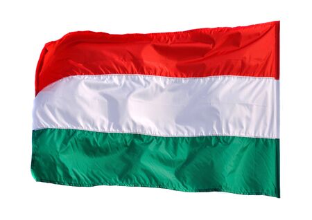 Waving flag of Hungary isolated on whiteの写真素材