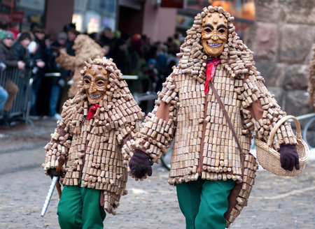 Freiburg, Germany - February 15 : Mask parade at the historical carnival on February 15, 2010 in Freiburg, Germanyのeditorial素材