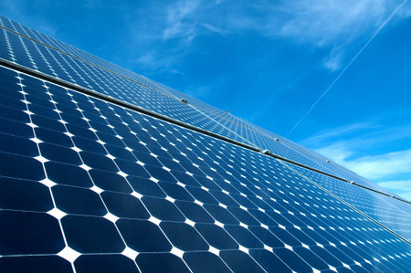 Solar panel against blue sky 