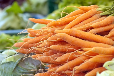 Fresh Carrots At The Local Marketの写真素材