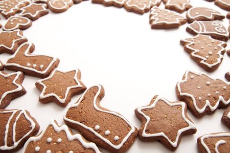 Varoius Homemade Gingerbread Cookies With Different Shapes for Christmasの写真素材