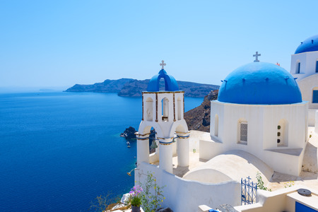 Beautiful Village of Oia in Santorini, Greeceの写真素材