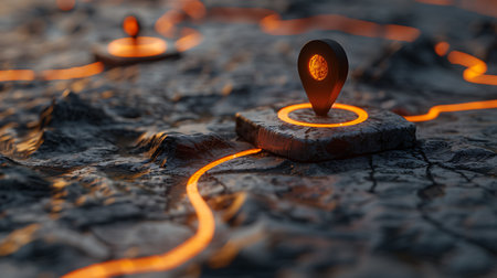 Candle light in the shape of a heart on the ground.の素材