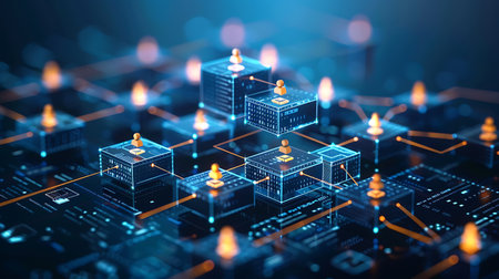 Abstract technological background with circuit board, 3d rendering toned imageの素材