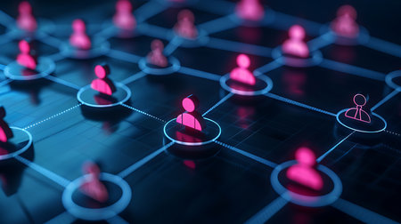 Social network concept on virtual screen. 3d rendering toned imageの素材