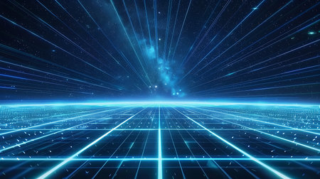 Futuristic technology background with glowing lines and particles. 3d renderingの素材