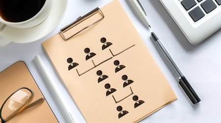 Teamwork concept drawn on a notepad with a cup of coffeeの素材