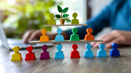 Human resource management, HR, recruitment, leadership and teambuilding. Business and technology concept.の素材