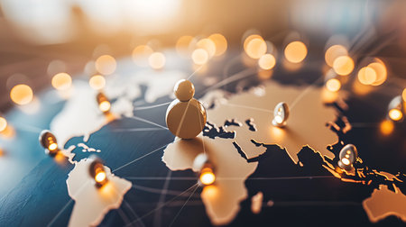 Global network connection and social media concept. 3D Rendering.の素材