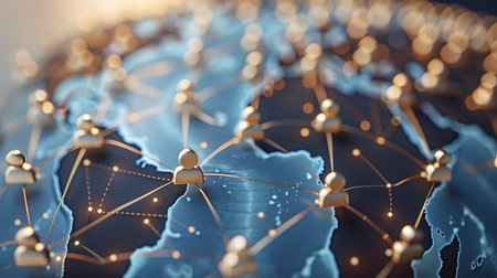 Global network concept. 3d rendering toned image with selective focusの素材
