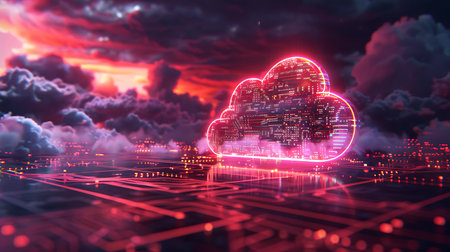 Cloud computing concept. 3D rendering. Cloud computing technology concept.の素材